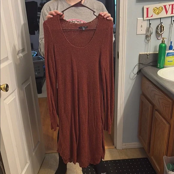 American Eagle Outfitters Brown Textured Knit Sweater Dress American Eagle Outfitters Brown Textured Knit Sweater Dress